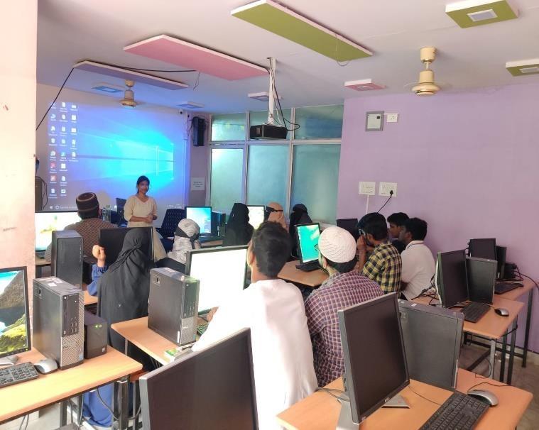 Kriti’s Computer trainer Sowbhagya  taking Basic Courses.